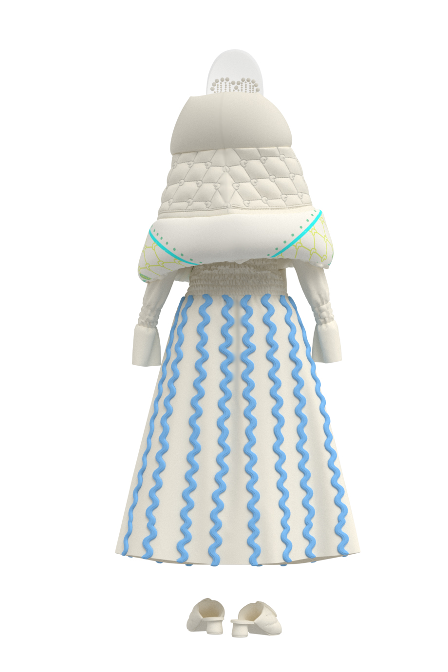 Платье с голубым зигзагом 3D