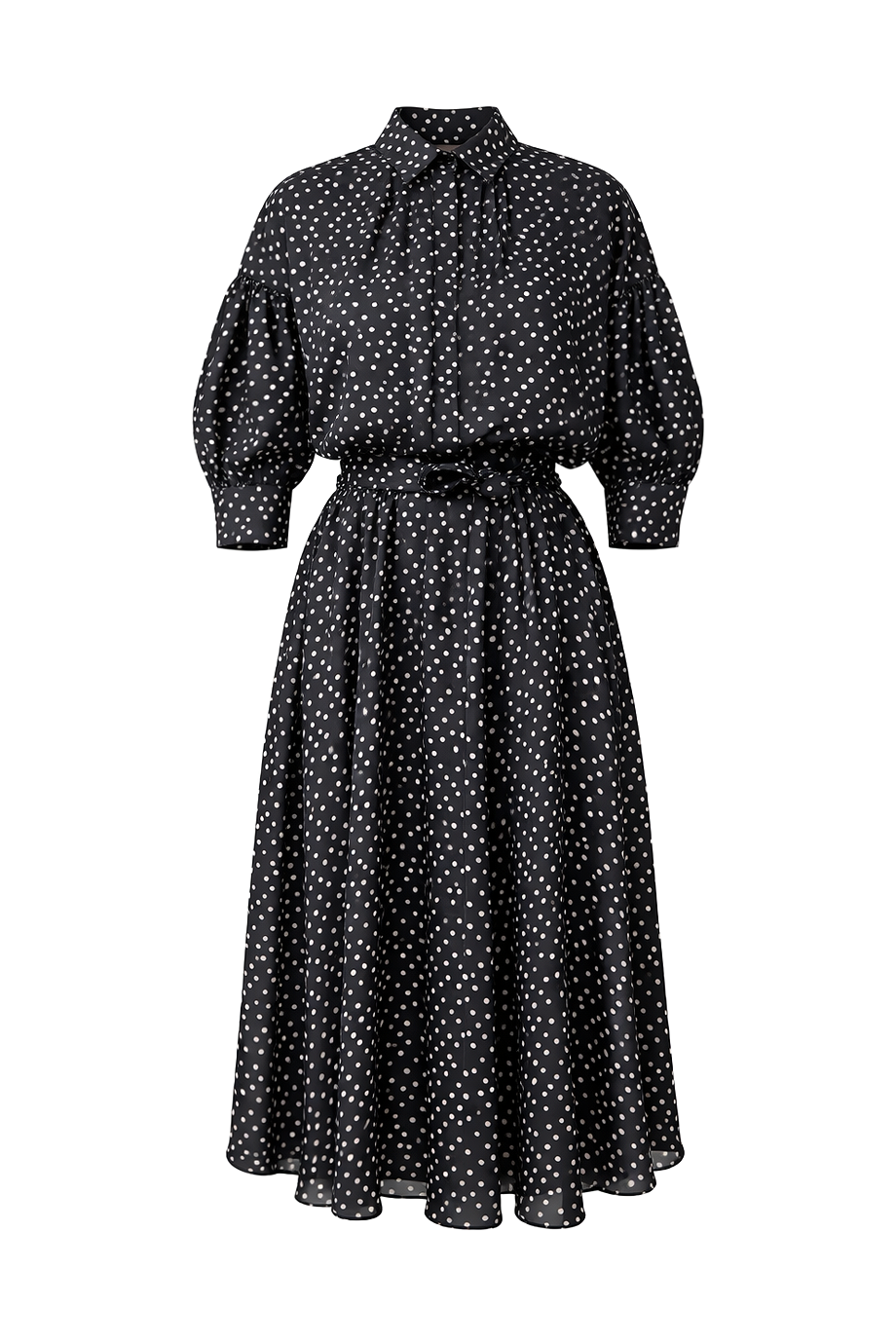 Платье-рубашка в горошек