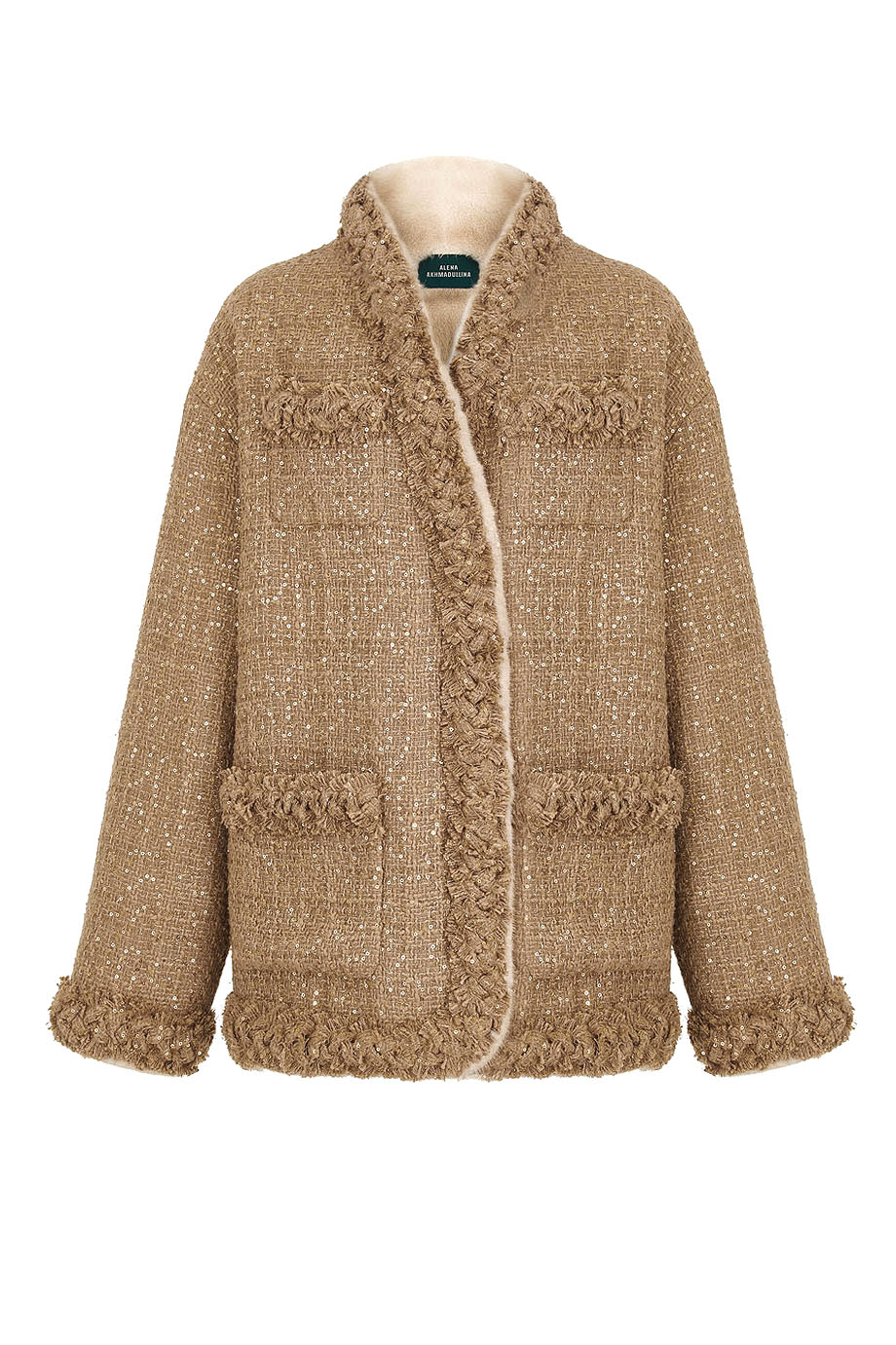 Пальто твидовое на норковом мехе