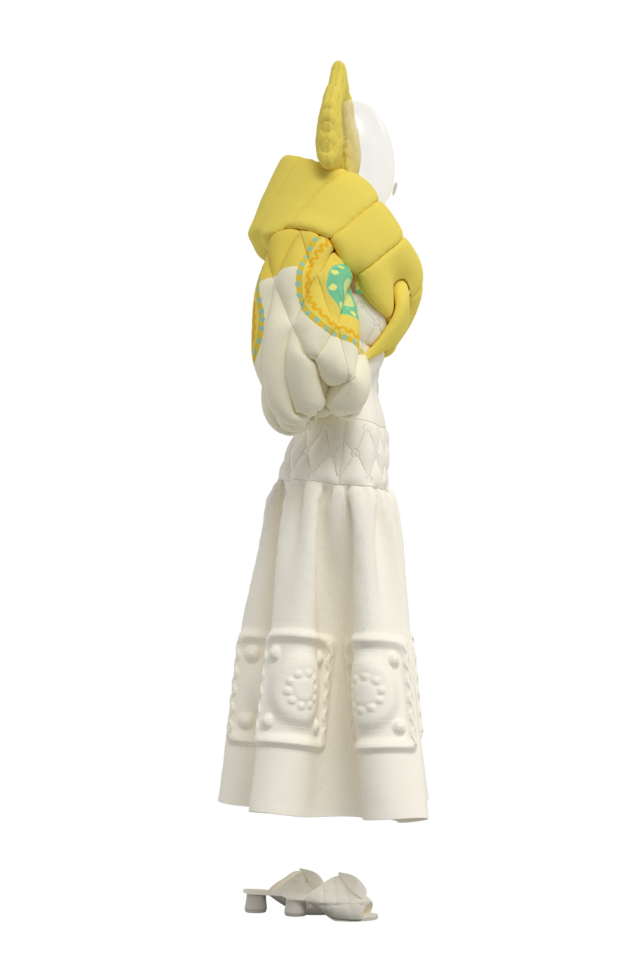 Платье с желтым шарфом 3D