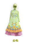 Зеленое платье с подъюбником 3D